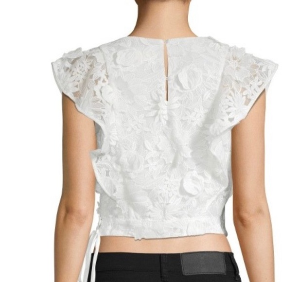 J.O.A Ruffle Sleeve Lace Crop Top - Picture 4 of 4